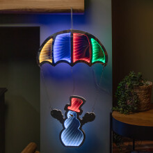60cm Infinity Light up Hanging Parachute Snowman Christmas Decoration with Multi-Coloured LEDs