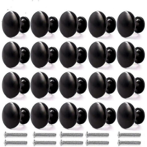 20pcs Door Knobs Drawer Knobs 30mm Vintage Handles Furniture Cabinet Knobs for Kitchen Cupboards (black)