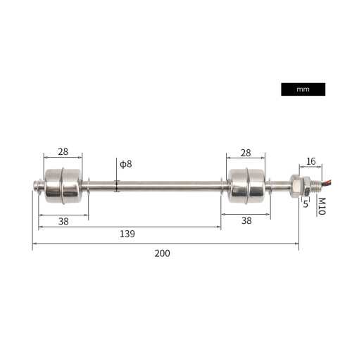 Float Switch Water Level Sensor 200mm High Pressure Stainless Steel Double Ball Float Switch Sensor 0‑ 1