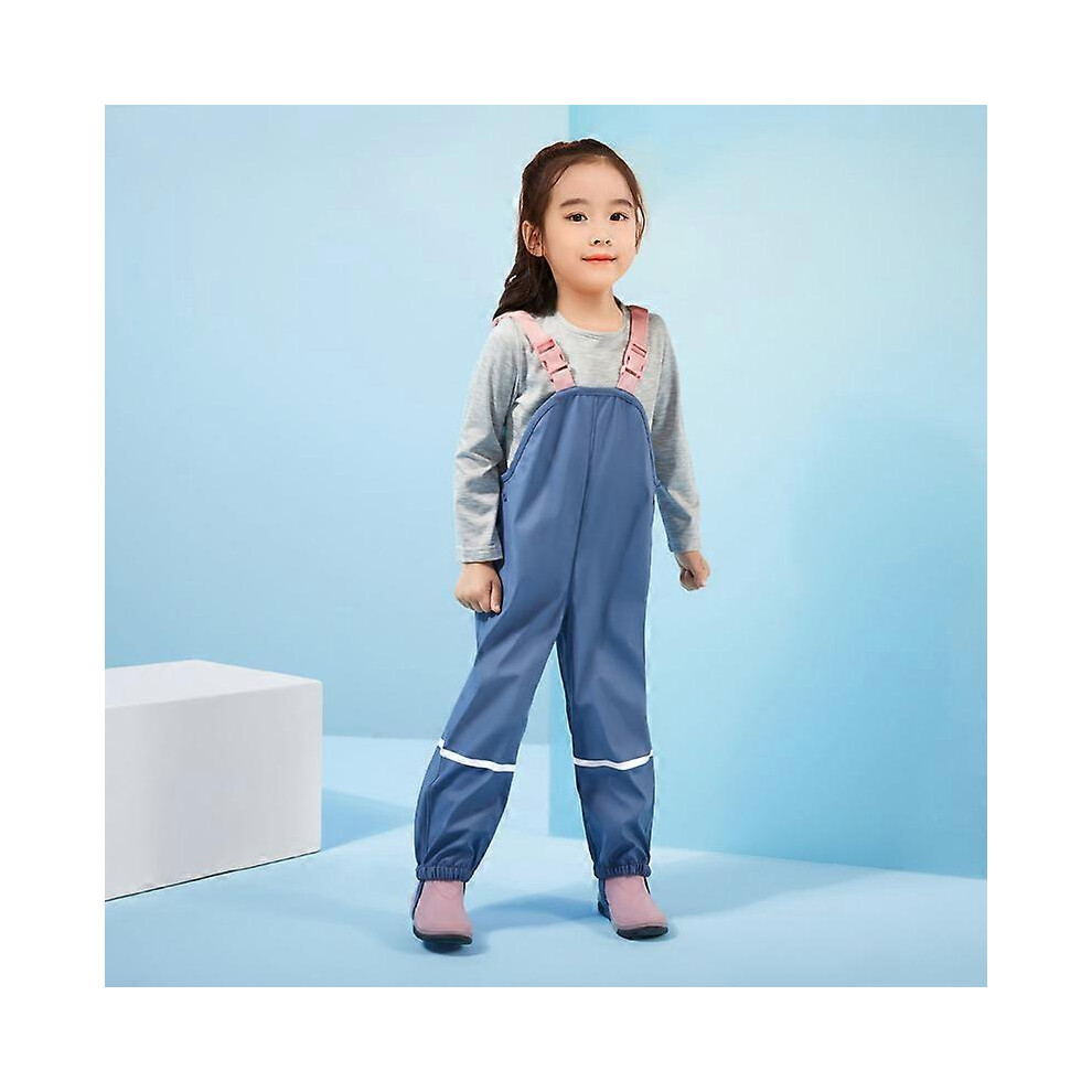 (As show, One size) 1 Pcs (M) Children's PU Suspender Rain Pants, Mixed Children's Pants