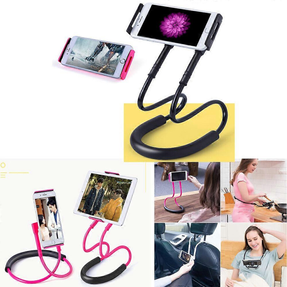 (As show, One size) 1PCS (Black) Universal Phone Neck Holder, Neck Lazy Holder, Phone Holder Around Neck for Putting Mobile Phone