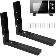 (As show, One size) 2 Pieces Microwave Wall Bracket, Microwave Brackets, Universal Microwave Oven Bracket, Includes 6 Screws, Used to Support Microwave Ovens (Black)