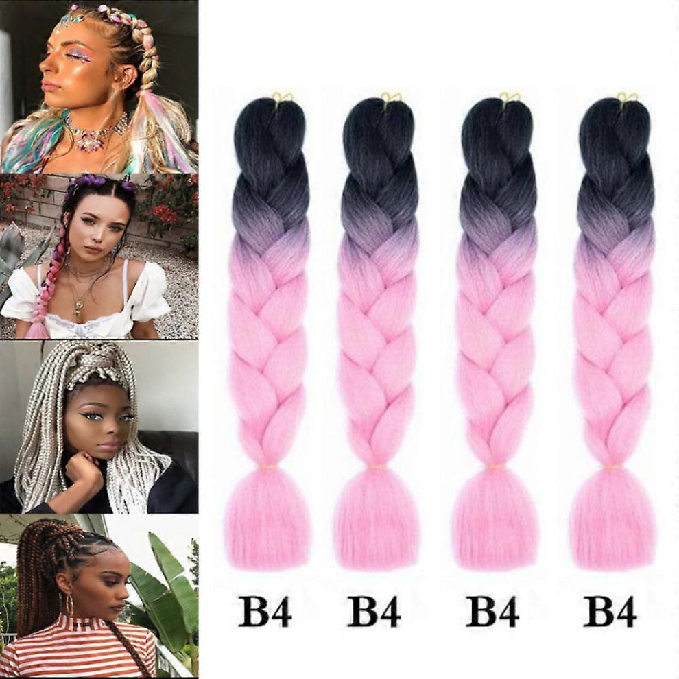 (As show, One size) Four Piece Braiding Hair Set, Jumbo Braiding Hair Extensions, Braiding Hair Extensions, Synthetic Fiber Hair Extension For Crochet Twist Braiding (B4