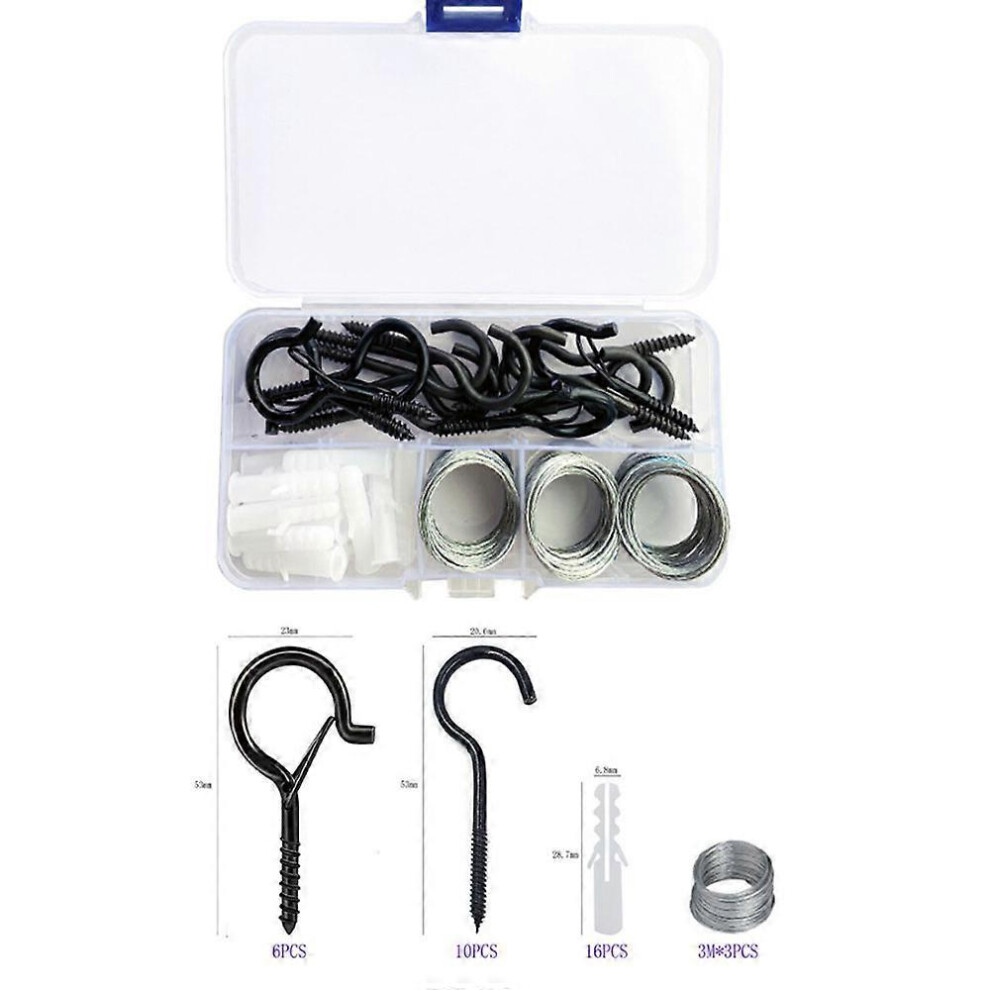 (As show, One size) 35 Pcs Ceiling Screw Hook Q Screw Hanging Ceiling Hooks Metal Screw Hooks with 16 Expansion Tube for Wood Ceiling Plant Tea Cup Li