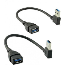 2 Pieces Of Usb 3.0 Male-to-female Extension Cable Left And Right Corners (20 Cm)