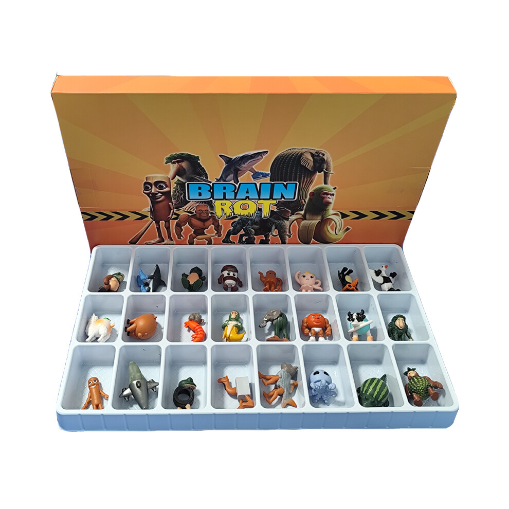 (24pcs-A2) 24Pcs Italian Brainrot Tung Tung Sahur Figures Doll Tralalero Tralala Bombardino Crocodilo Shimpanzini Bananini Model Toy Gift