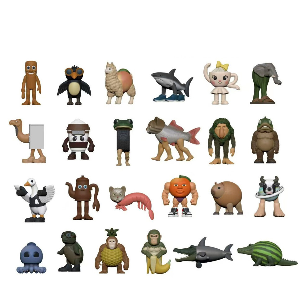 (24pcs-A1) 24Pcs Italian Brainrot Tung Tung Sahur Figures Doll Tralalero Tralala Bombardino Crocodilo Shimpanzini Bananini Model Toy Gift