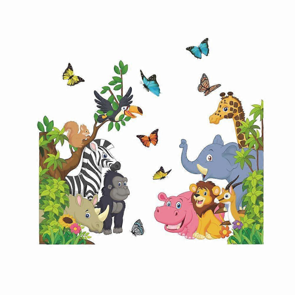 (As show, One size) Animal Wall Decals Forest Tree Wall Sticker Owl Fox Deer Wall Decor Baby Nursery Kid's Bedroom