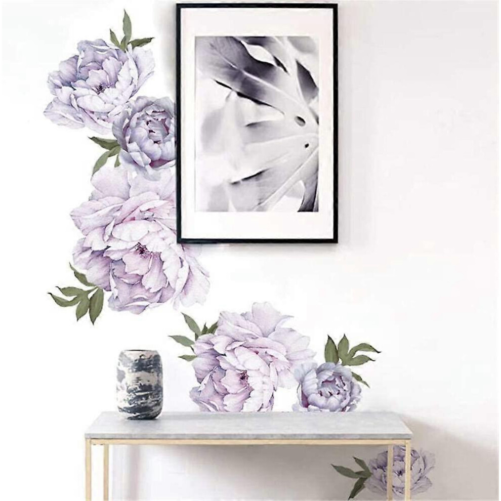 (As show, One size) Wall Stickers Purple Peony Flower Wall Stickers Home Decor Living Room Decor Kids Room Decor Bedroom Decor