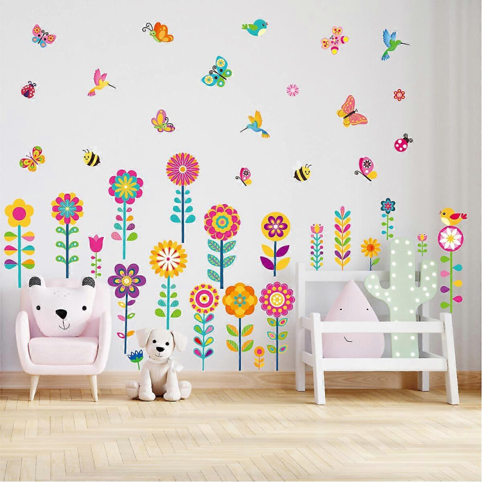 (As show, One size) Wall Stickers Flower Grass Corner Baseboard Decorative Sticker Butterflies Floral Baseboard Wall Decor Bedroom Kids Baby Nursery Classroom
