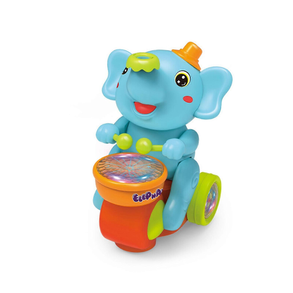(Blue Cute Elephant M, One Size) Elephant Drummer Toy For Toddler Encourages Coordination And Imagination With Music And Flashing Light Christmas Gift 7683012661655