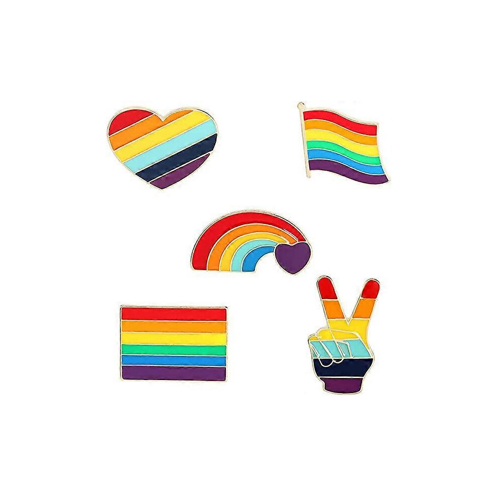 (As show, One size) 5 Rainbow brooches, Gay Pride Badge Enamel Pin Set LGBT LGBTQ Flag Lapel Pin Hat Shirt Jacket Decorative Accessories Rainbow Theme Party Gay Party Sup