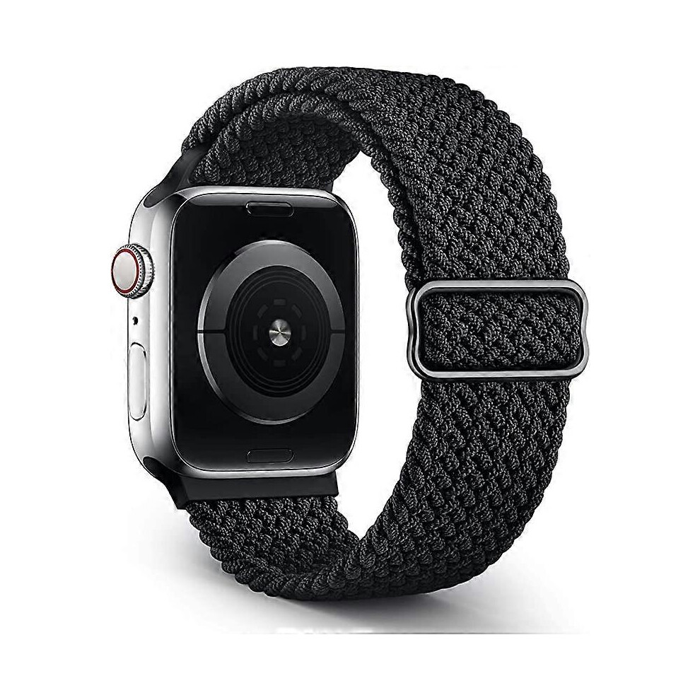 (As show, One size) Knitted strap compatible with Apple Watch strap (black, not including watches), 38mm 40mm 41mm, adjustable soft elastic strap compatible with iWatch s