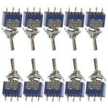 Toggle Switch 12v/ 110v/ 220v 3-position 6mm Durable High Quality(blue)(10pcs )