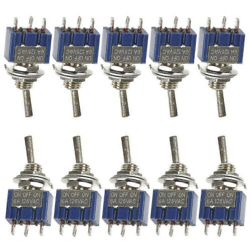 Toggle Switch 12v/ 110v/ 220v 3-position 6mm Durable High Quality(blue)(10pcs )