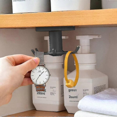 (Black) 2pcs Kitchen Utensil Holder 360 Rotatable Kitchen Utensils Holder With 6 Hooks For Bathroom Kitchen 2