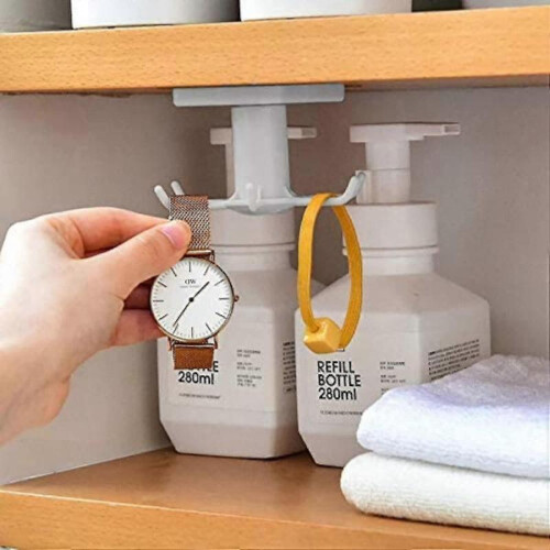 (Gray) 2pcs Kitchen Utensil Holder 360 Rotatable Kitchen Utensils Holder With 6 Hooks For Bathroom Kitchen 1