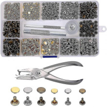 Leather Rivets 240 Set 2 Sizes Double Rivet Tubular Metal Studs with 3 Pieces Fixing Tool And Punch Diy Leather Craft Pliers Replacement Rivets 3 Colo