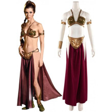 (S) Princess Leia Cosplay Costume Slave Girl Dress Women's Sexy Bra with Skirt
