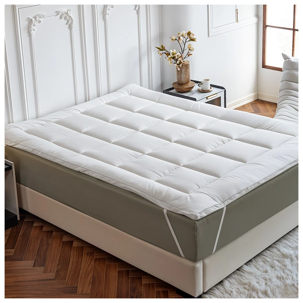 (Single: 90 x 190 cm) Fitted Mattress Toppers 10cm Thick Microfiber Padded Toppers