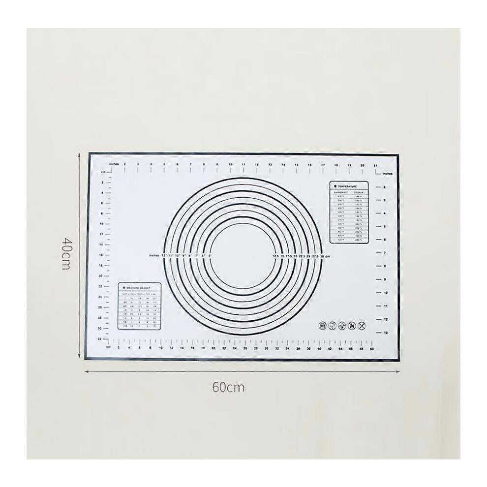 (As show, One size) Non-Stick Silicone Baking Mat Dough Mat with Measurements - 60 x 40cm(Black)