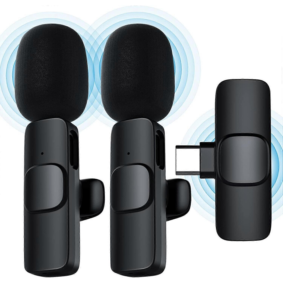 (As show, One size) USB C Wireless Lavalier Microphone, Mini Smartphone Microphone for Youtube Facebook Interview Podcast Blog Vlog, Portable Lavalier Microphone for Vide