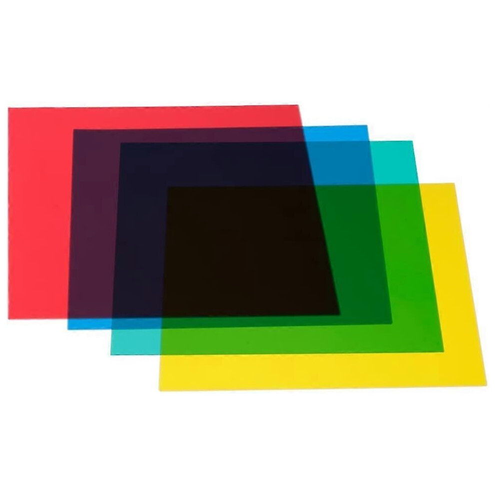 (As Show, One Size) 4-Color Gel Filter Kit 12"X 12"/30 X 30Cm Blue Color Correction For Video Light Studio Strobe Flash Red/Yellow/Green
