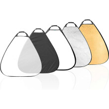 (As show, One size) 5 in 1 reflector with handle and carrying bag - White, black, gold, silver