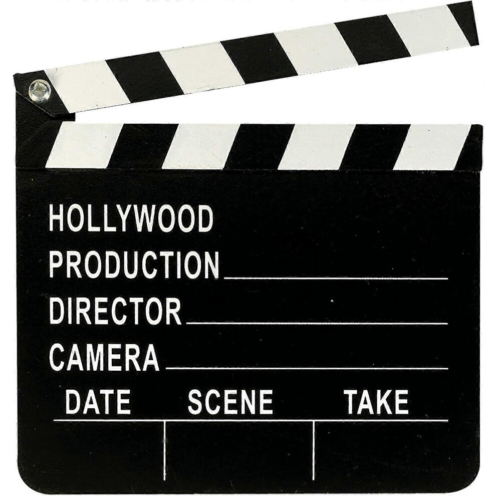 (As Show, One Size) Hollywood Movie Clapperboard Wooden Director Board Creative Movie Clapper Board Wooden Camera Props Black