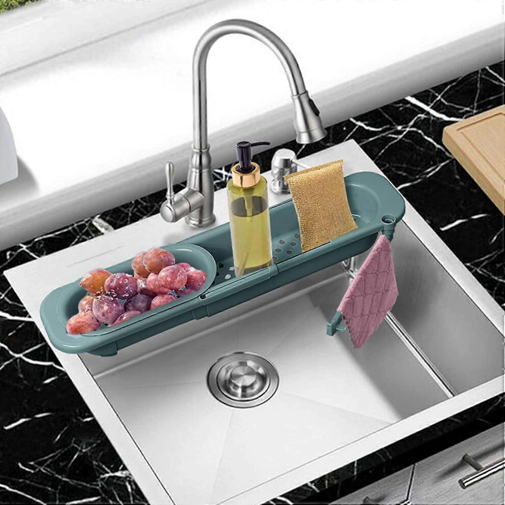 (As show, One size) Telescopic Sink Drain Rack, Sink Storage Rack, Expandable Storage Drain Basket, Sponge Ball Storage Rack - Home Kitchen Rack