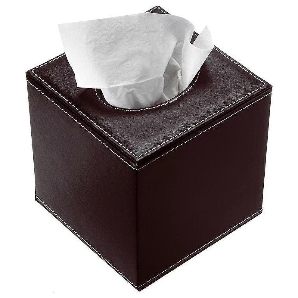 (As show, One size) Rectangular Tissue Box in Coffee Plain PU Box