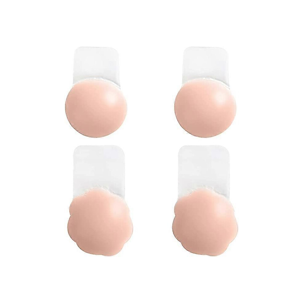 (As show, One size) Nipple Covers(10cm)-Reusable Self-adhesive Push-up Silicone Nipple Cover Strapless Adhesive Bra Backless Invisible Petal for Party Wedding Dresses