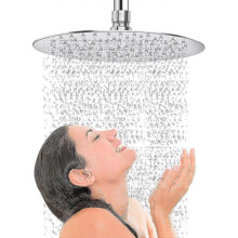 Rain Shower Head - High Flow Shower Head Made Of 304 Stainless Steel - Universal Wall And Ceiling Mount (10" Chrome)