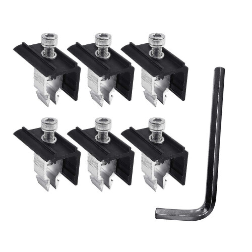 (As show, One size) Pack of 6 End Clamp Bracket Aluminium Solar Panel Bracket Solar Panel Holder Edge Clamp for Solar Panel Mounting