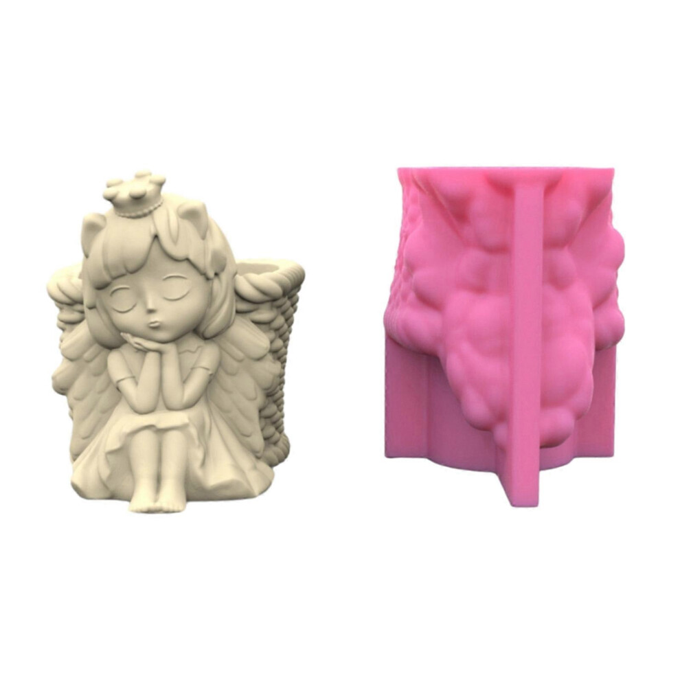 (As Show, One Size) Flower Pot Silicone Mold 3D Angel Girl Concrete Candlestick Resin Mould Diy Succulent Planter Molds Craft Art Decoration 7683012613906