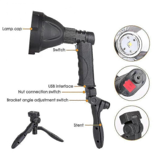 Led Hand Held Spotlight Usb Rechargeable Camping Hunting Flashlight Torch Lamp 1