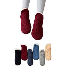 (Size 46-48, Red) Winter Fuzzy Slipper Socks Super Soft Warm Cozy Fluffy Fleece Socks Indoor Floor Non-slip Thermal Socks_xush