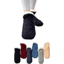 (Size 46-48, Black) Winter Fuzzy Slipper Socks Super Soft Warm Cozy Fluffy Fleece Socks Indoor Floor Non-slip Thermal Socks_xush
