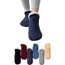 (Size 35-39, Dark blue) Winter Fuzzy Slipper Socks Super Soft Warm Cozy Fluffy Fleece Socks Indoor Floor Non-slip Thermal Socks_xush