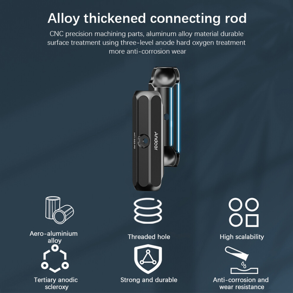 Andoer Camera Mounts Clamp Mount Bicycle Handlebar Adapter Mount Aluminum Alloy 10Kg/22Lbs Load Capacity With Dual 360Rotatable Ball Head 6901314012595
