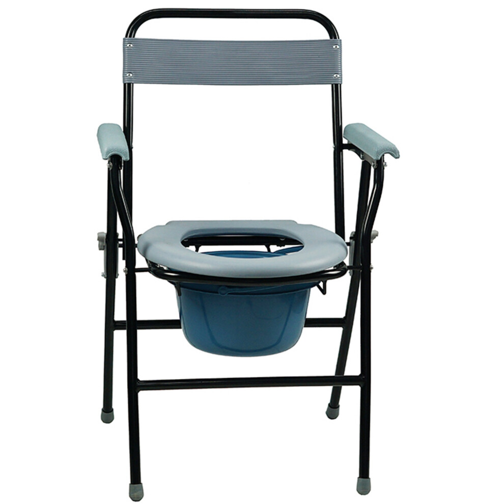 Gr8 Home Portable Disability Folding Steel Commode Toilet Chair Seat And Pan