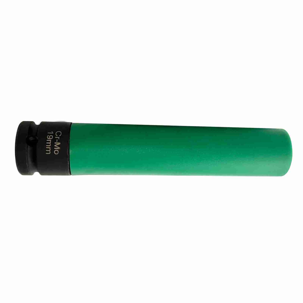 1/2'' Drive 19 Mm Lug Nut Impact Socket, Cr-Mo Non-Marring Extra Deep Thin Wall Wheel Lug Nut Socket 9331314013075