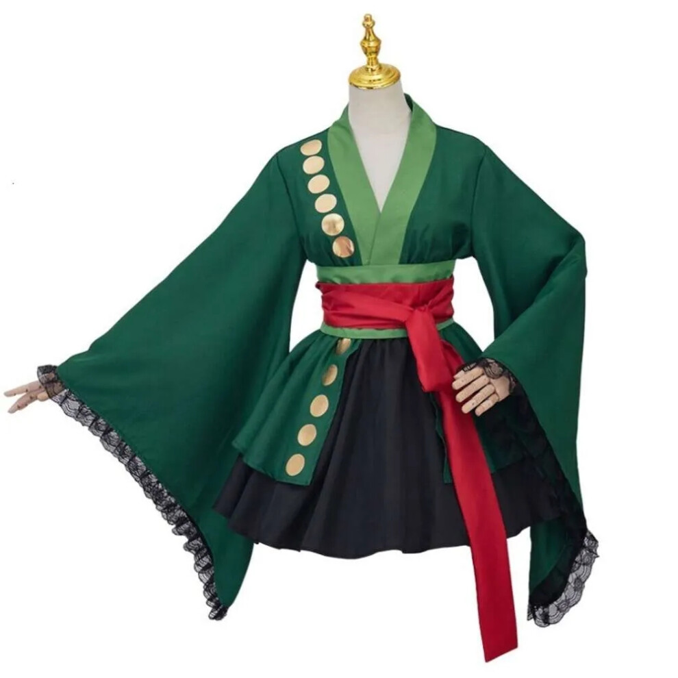 Women's Green (M) Sexy Anime Costumes, Kimono Cosplay Set: Inspired Maid Uniform For Halloween & Role Play