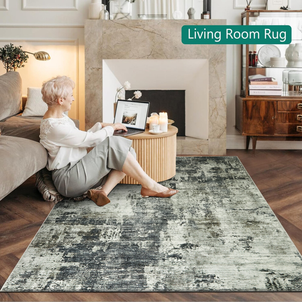 (120 x 170 cm (4 ft x 4 ft 9 in), Grey Ocean) Traditional Large Rugs Indoor Outdoor Rug Carpets & Mats