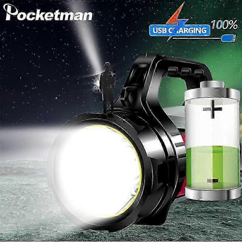 (Package A) Rechargeable LED Flashlight with USB Power Bank - Powerful Searchlight & Long Standby Torch 1