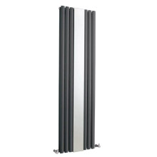 (Anthracite) Nuie Revive Vertical Double Panel Designer Radiator with Mirror, Vertical Radiator
