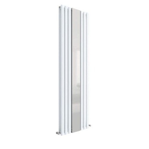 (High Gloss White) Nuie Revive Vertical Double Panel Designer Radiator with Mirror, Vertical Radiator