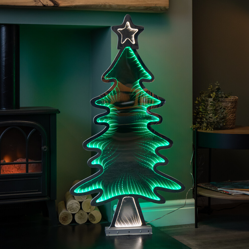 95cm Infinity Light up Christmas Tree Decoration with Green LEDs on Metal Base