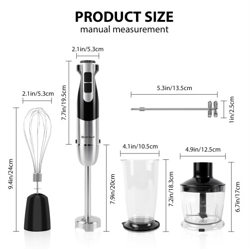 Professional 800W Hand Blender - 12 Variable Speeds + Turbo Function, Anti-Splash, Easy Clean  ﻿ 1