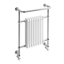 iBathUK Belford Traditional Vertical Heated Towel Radiator Rail, Curved Towel Warmer, 8 Column Floor Mounted, Designer Heated Towel Rail, 820x485mm